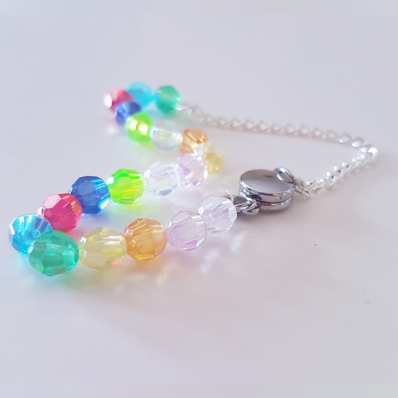 Bejeweled Bracelet Magnetic Clasp Hand Crafted Multi-Colored - Picture 13 of 15